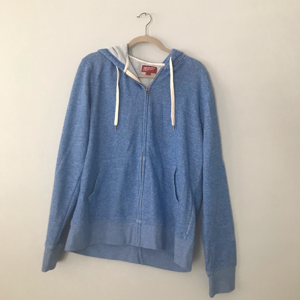 Comfortable blue zip up hoodie
